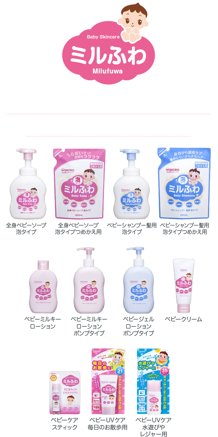 赤ちゃんの肌に ふわっ とやさしいベビースキンケアシリーズ!